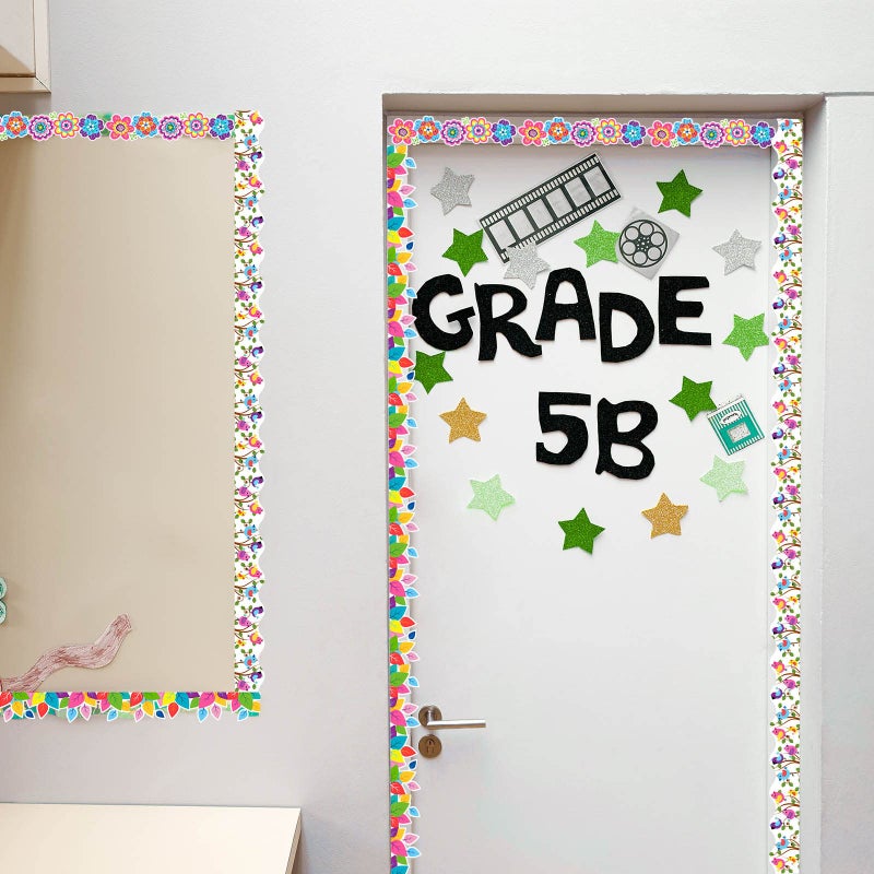 Sabary 59 ft Spring Bulletin Board Border Springtime Border for Bulletin Board Flower Birds Print Colorful Removable Blackboard Border for School Offices Classroom Decor - Image 4